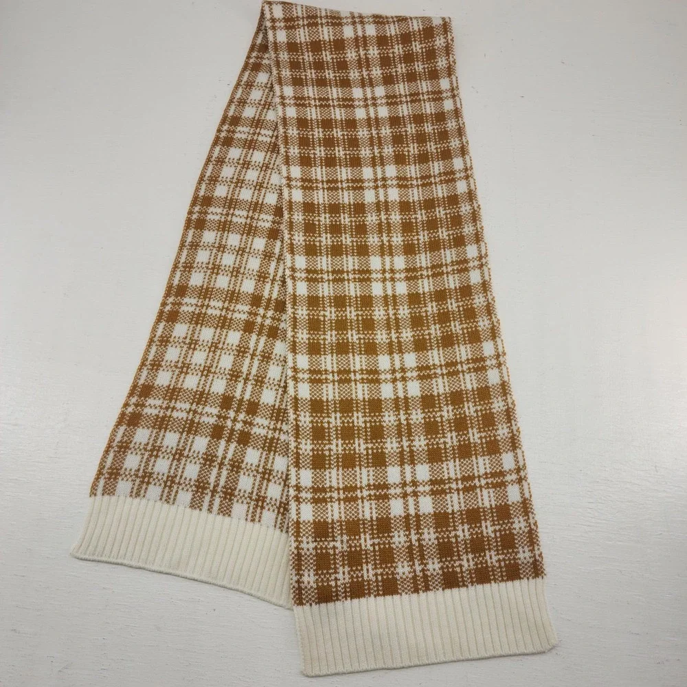Timberland OS Wheat‎ White Plaid Knit Winter Scarf Outdoor Gorpcore Unisex
